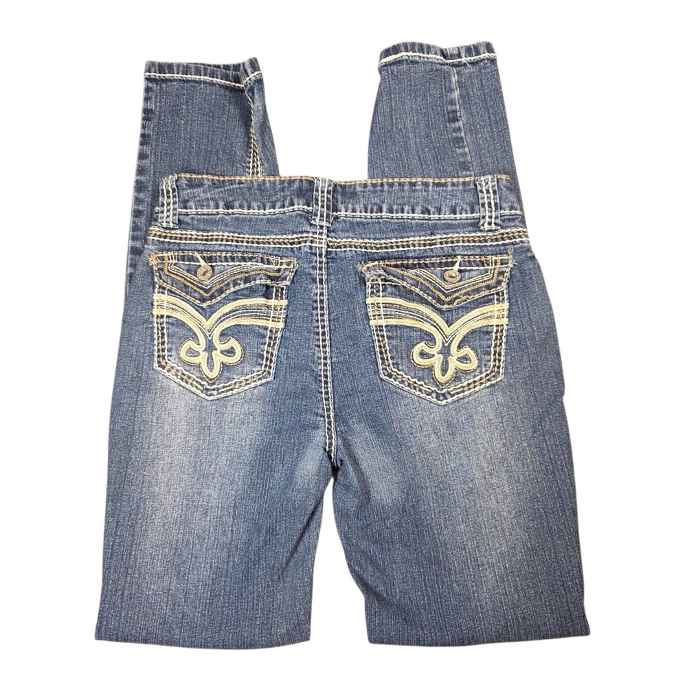 Cato Jeans Womens Blue Denim Contrast Stitch Embroidered Flap Pocket Straight 6